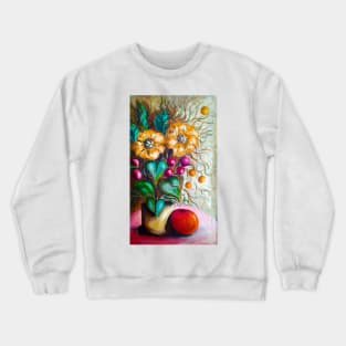 jar with yellow flowers and purple berries Crewneck Sweatshirt